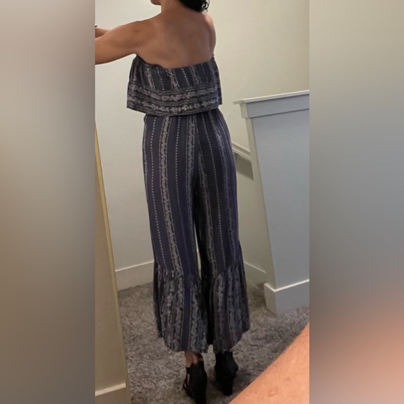 Japna Clothing Strapless Flair Leg Blue Bohemian Hippie Romper Womens Size Small - Picture 4 of 9